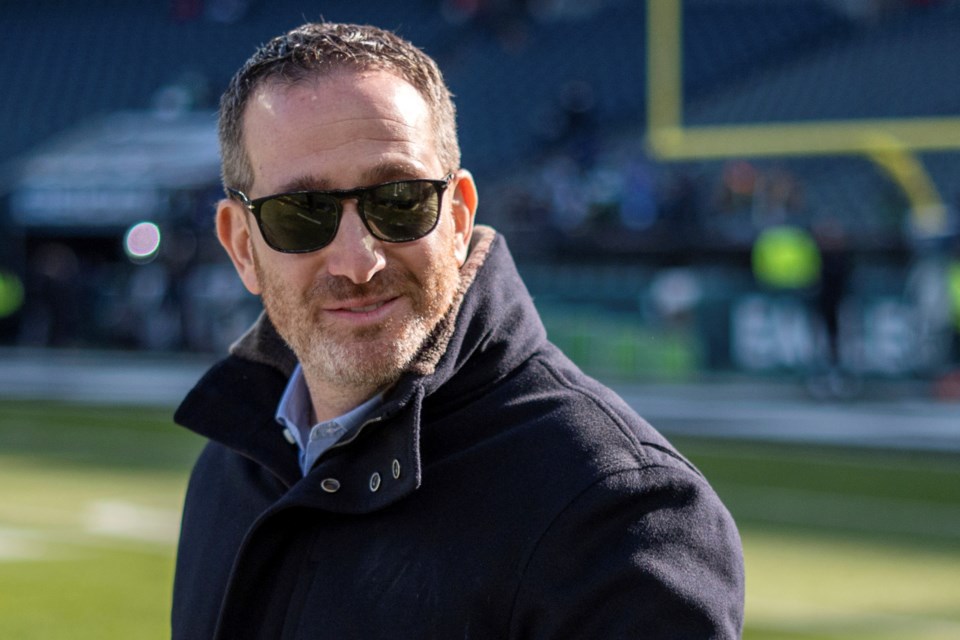 FILE - Philadelphia Eagle general manager Howie Roseman looks on during warm-ups before an NFL football game against the New York Giants, Sunday, Jan. 5, 2025, in Philadelphia. (AP Photo/Chris Szagola)