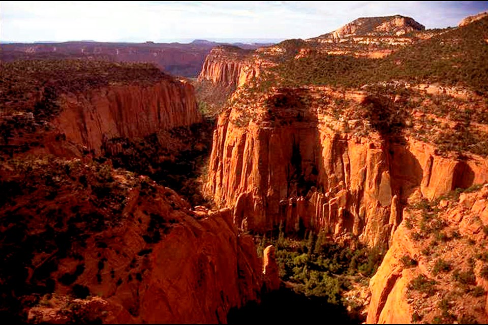 FILE- The undated file photo shows the Upper Gulch section of the Escalante Canyons within Utah's Grand Staircase-Escalante National Monument features sheer sandstone walls, broken occasionally by tributary canyons. (AP Photo/Douglas C. Pizac, File)