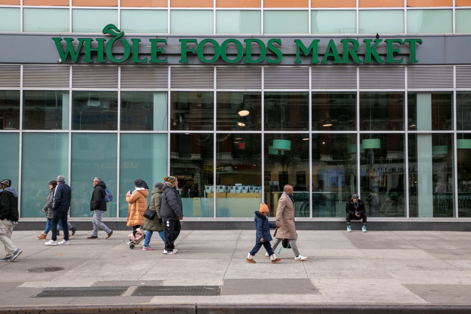 FILE - A Whole Foods Market grocery store is in the Harlem neighborhood of New York City on March 3, 2023. (AP Photo/Ted Shaffrey, file)