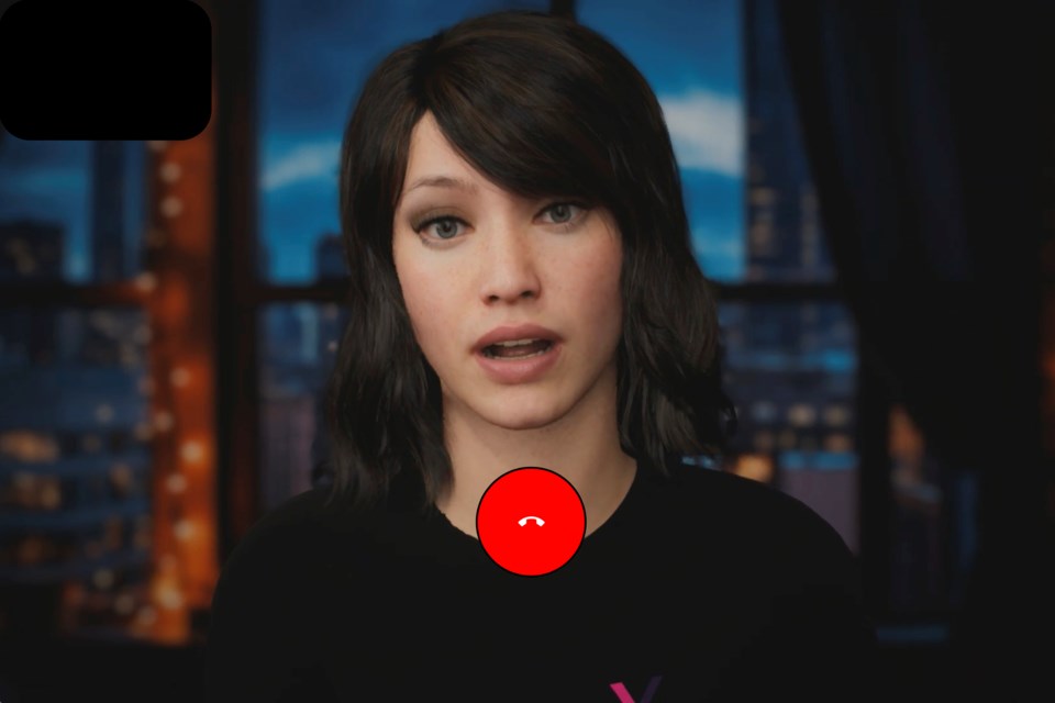 This March 2025 image from the website of artificial intelligence company Xoltar shows a demonstration of one of their avatars for conducting video calls with a patients. (Xoltar via AP)