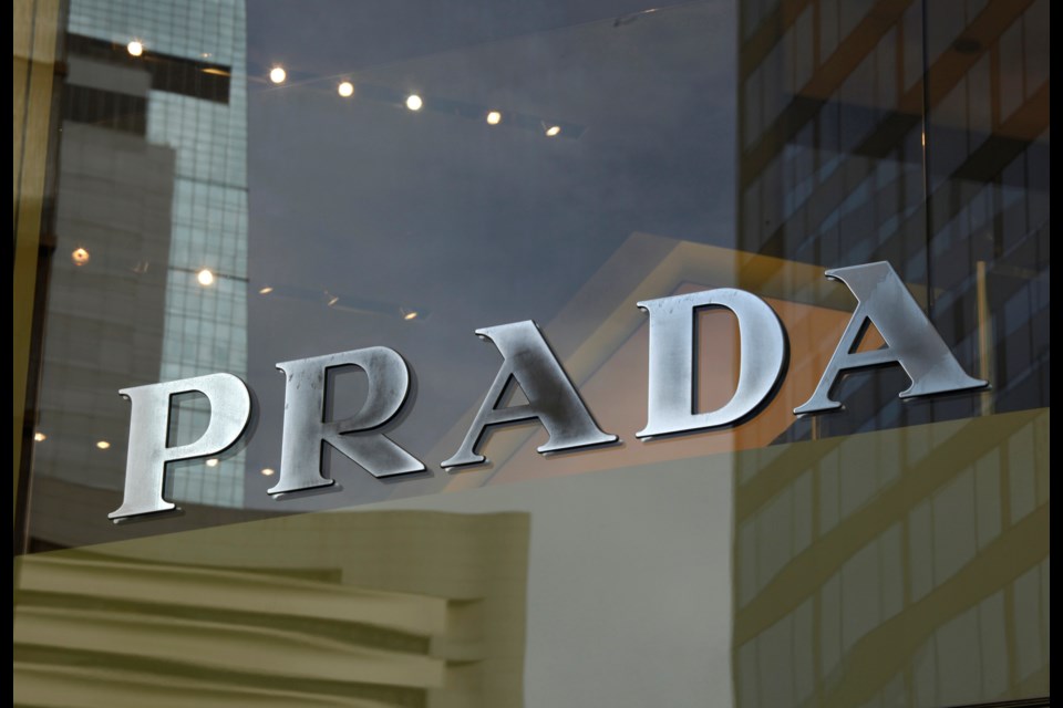 A logo of Prada is seen at a store in Hong Kong on June 12, 2011. (AP Photo/Vincent Yu)