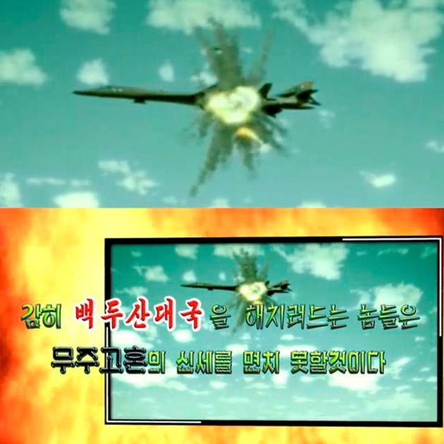 N. Korea releases propaganda photos of USA bomber, supercarrier under attack