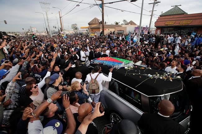 Thousands from across the country mourn at Nipsey Hussle's LA