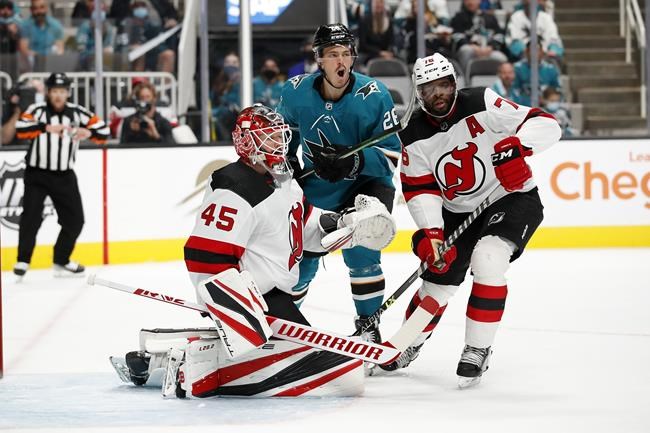 Devils top Sharks 3-2 in shootout to snap 3-game skid - The San Diego  Union-Tribune