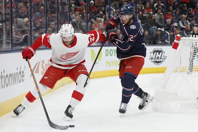 Hronek scores twice to lead Red Wings over Blue Jackets 6-1 - Guelph News