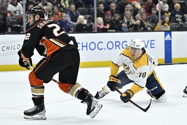 Novak scores 2nd goal in OT, Predators beat Ducks 5-4 - ABC7 Los Angeles