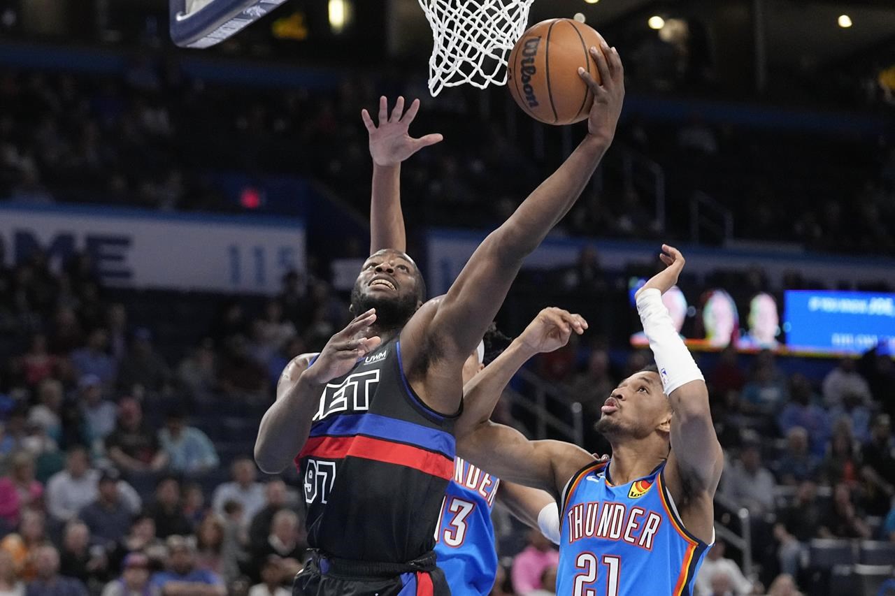 Oklahoma City Thunder's Ousmane Dieng (13) is fouled as he shoots