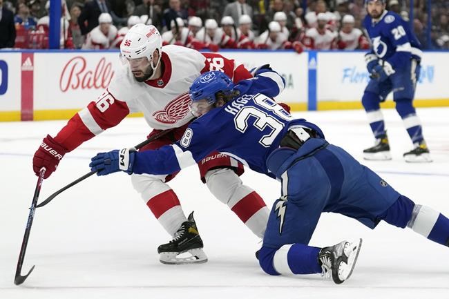 Point gets 50th, 51st goals, Lightning beat Red Wings 5-0