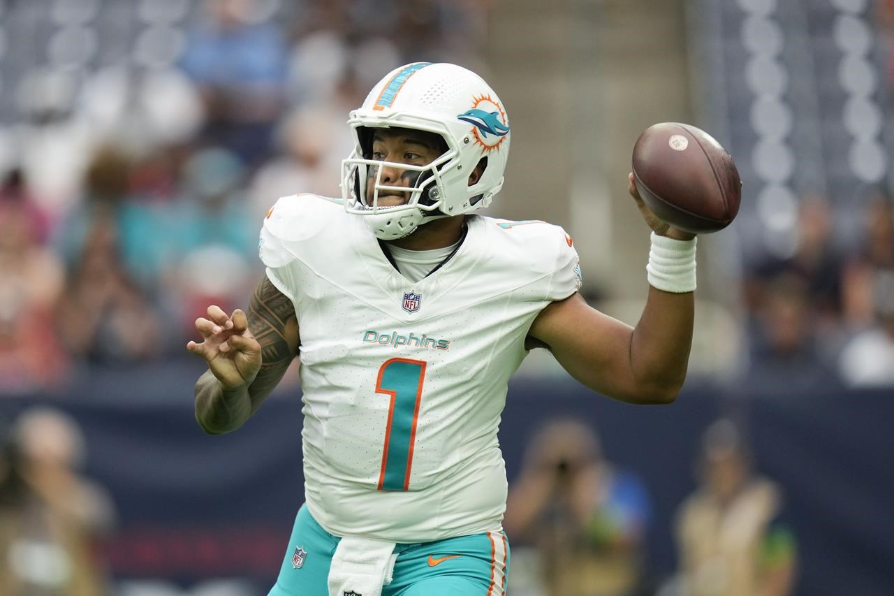 Dolphins' Tua throws INT, leads TD drive vs. Texans