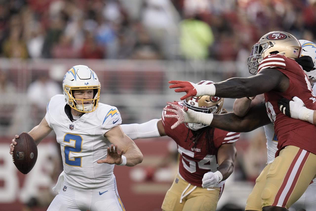 Purdy runs for a TD before Chargers backups roll past 49ers 23-12 