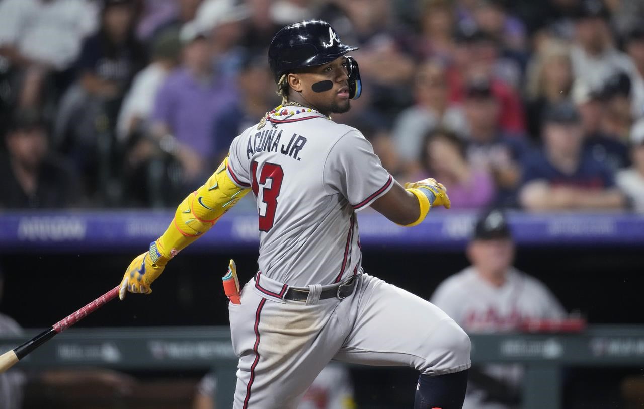 Acuña hits grand slam to become first player with 30 home runs and