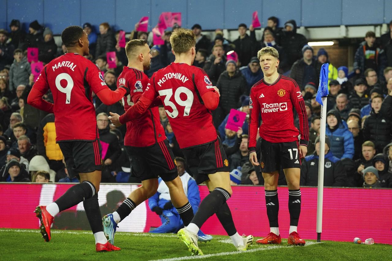 Alejandro Garnacho hits the Cristiano Ronaldo celebration after scoring  first Manchester United goal