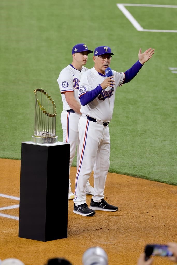 Texas Rangers unfurl franchise's first World Series championship banner