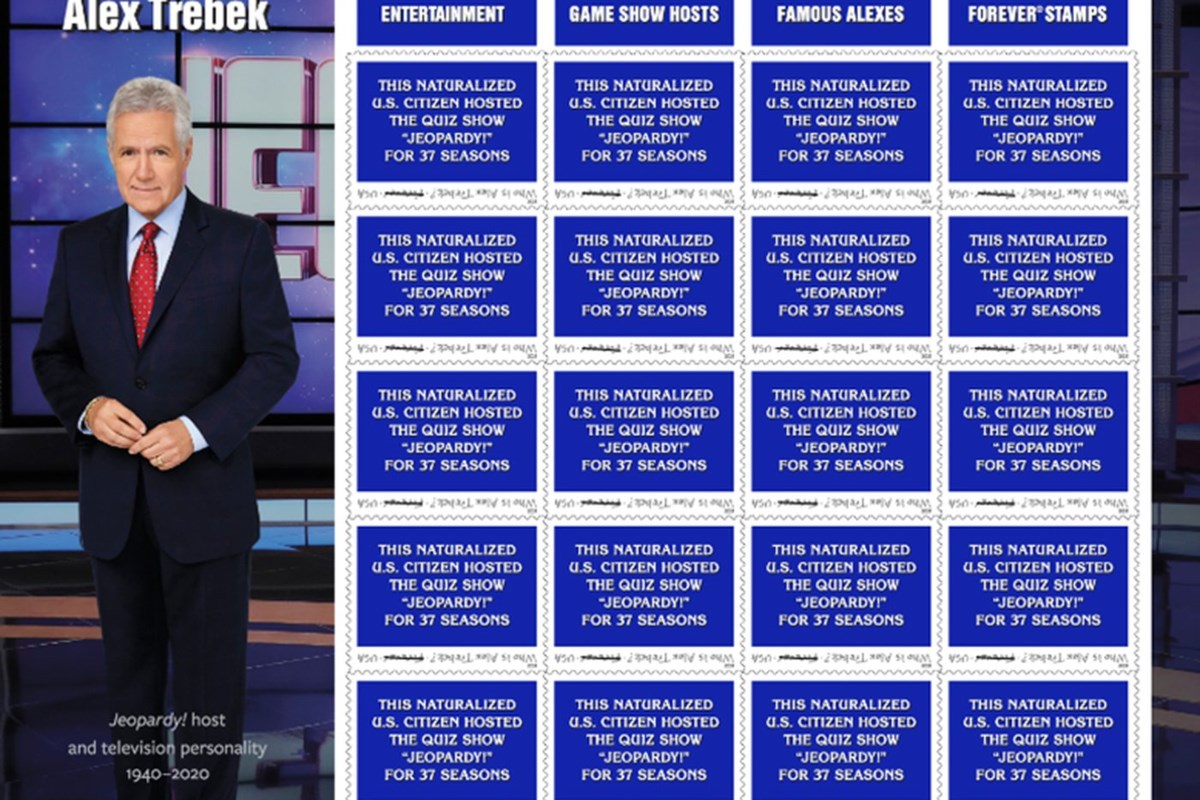 ‘Jeopardy!’ host Alex Trebek gets first-class tribute with U.S. Postal Service stamp
