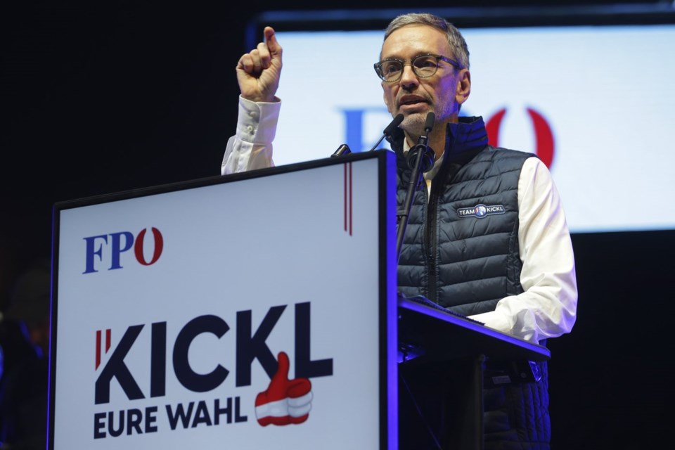 Austrian far-right Freedom Party leading in national election, a projection shows