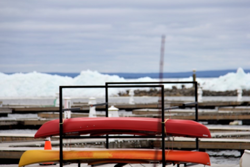 USED 2019-05-9goodmorning  1 Canoes waiting for warmer weather. Photo by Brenda Turl for BayToday.