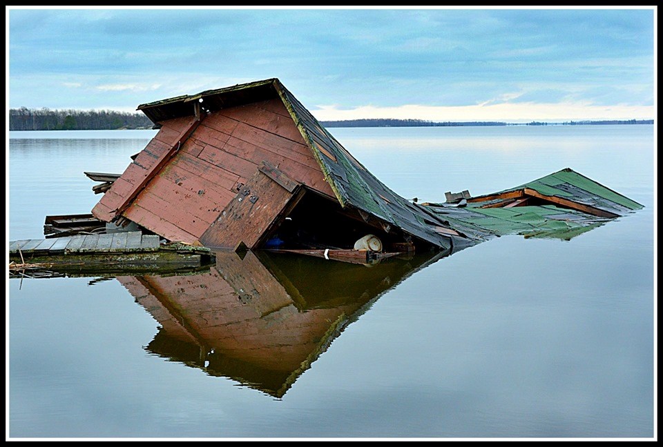 USED 2019-05-9goodmorning  2 Collapsed boat house Cache Bay. by Zeke Johnson.