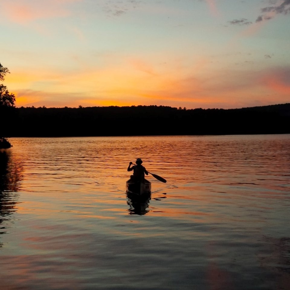 USED 2021-6-15goodmorningnorthbaybct  7 Paddling into the sunset. Trout Lake. North Bay. Courtesy of Kevin Lalonde.