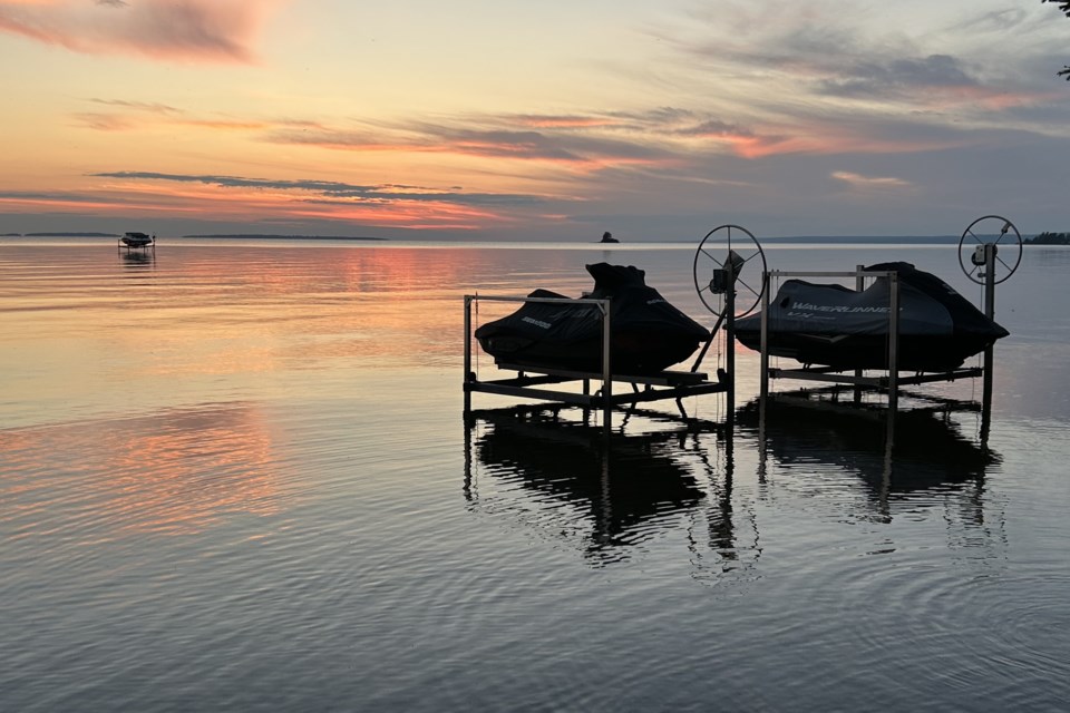 USEDAUG 2023-9-5goodmorningnorthbaybct-1-water-toys-at-sunset-lake-nipissing-north-bay-brenda-turl