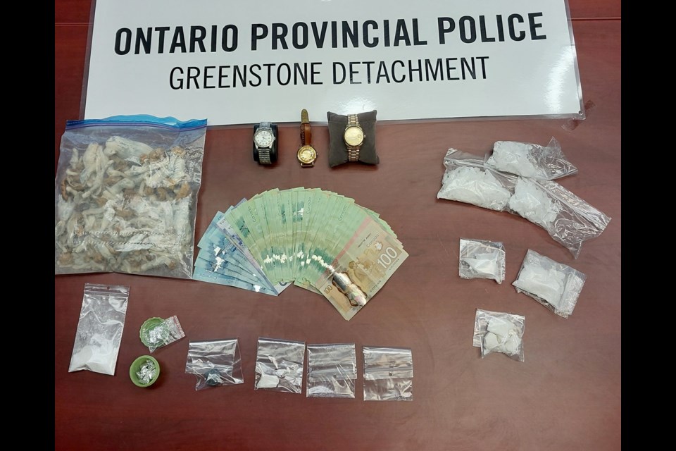 Police seized drugs and cash during a multi-jurisdictional investigation into drug trafficking in Longlac. (OPP handout)