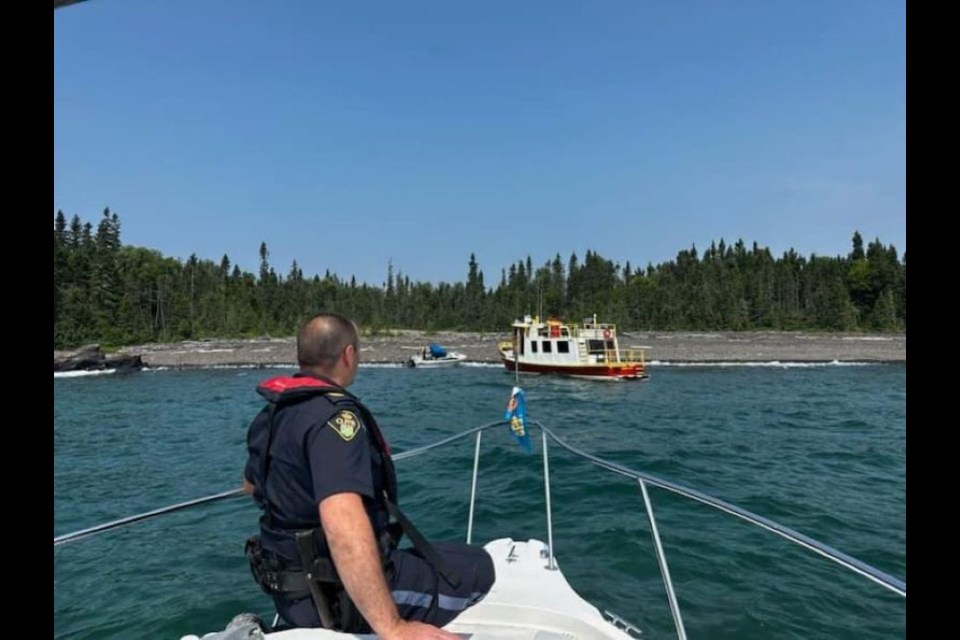 The Nipigon OPPs Marine Unit dispatched their vessel, the Sea Swirl, to locate the stranded boaters on Sunday, July 28, 2024.