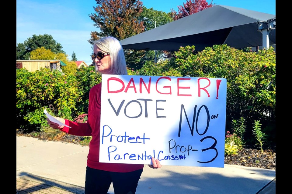 Chippewa County Right to Life gathered on the corner of Ashmun Street and Portage Avenue Saturday, Oct. 1, 2022 to educate voters on Proposal 3