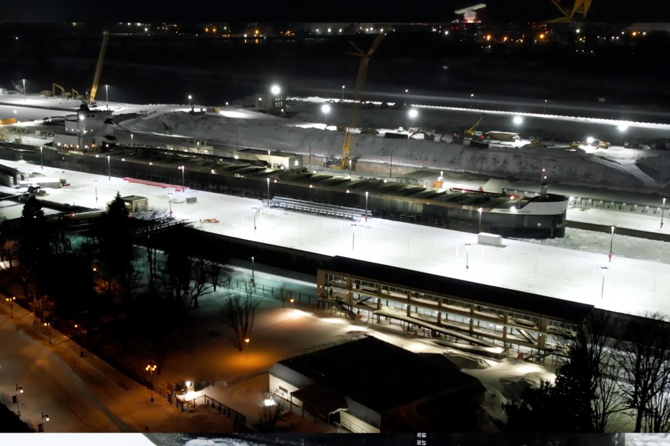 The 730-foot American Mariner was officially the last freighter through the Locks before the close up for ten weeks.