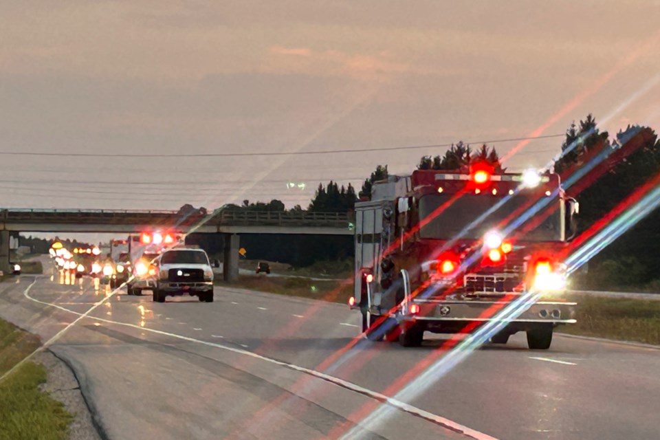 Lt. Carsten's procession involved dozens of first responders from Chippewa County International Airport to Sault Ste. Marie City Fire Dept. Tuesday evening.