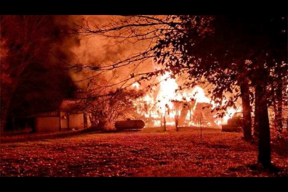 Structure, located on M-123 nine miles north of Eckerman, was destroyed by fire Sunday evening