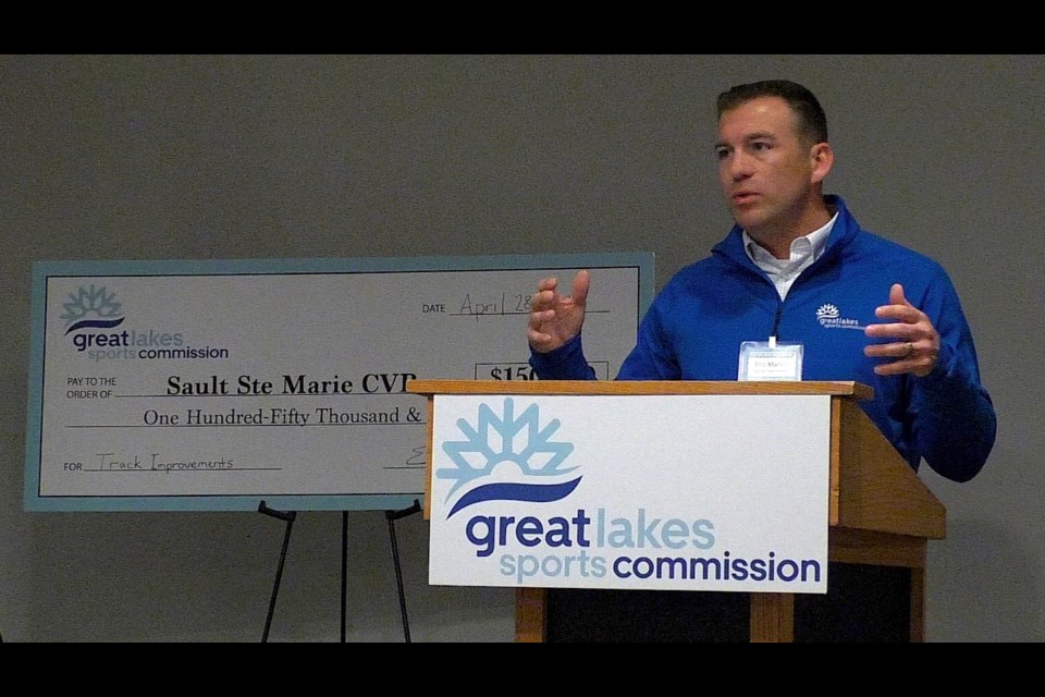 Eric Marvin, from Great Lakes Sports Commission speaks about the $150,000 check for the I-500 renovations