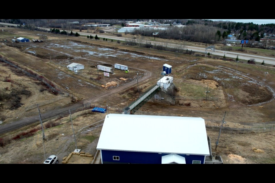 Drone view of I-500 track with lack of snow.