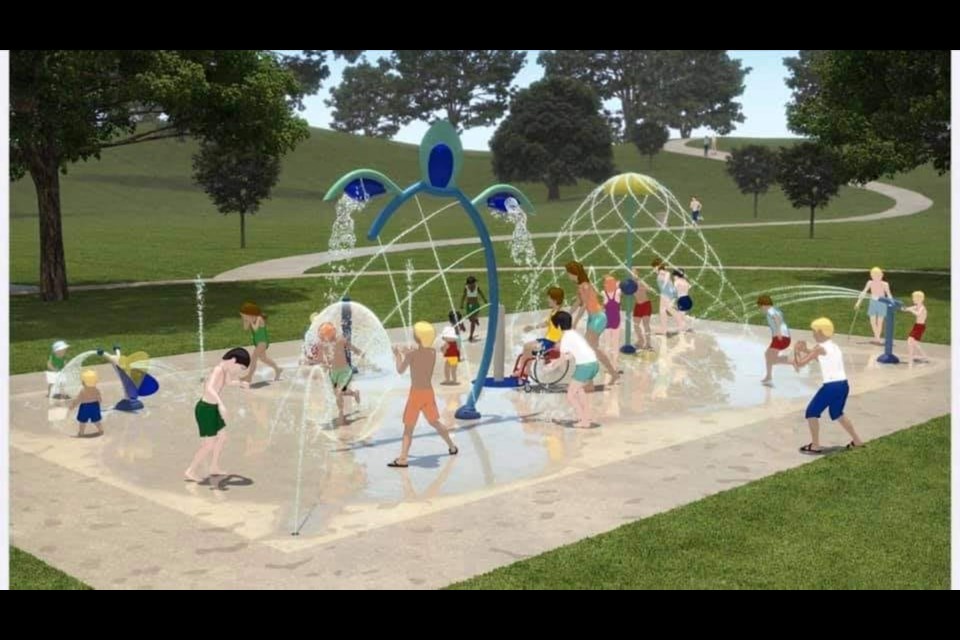 Artist's rendering of completed splash pad on Meridian Street.