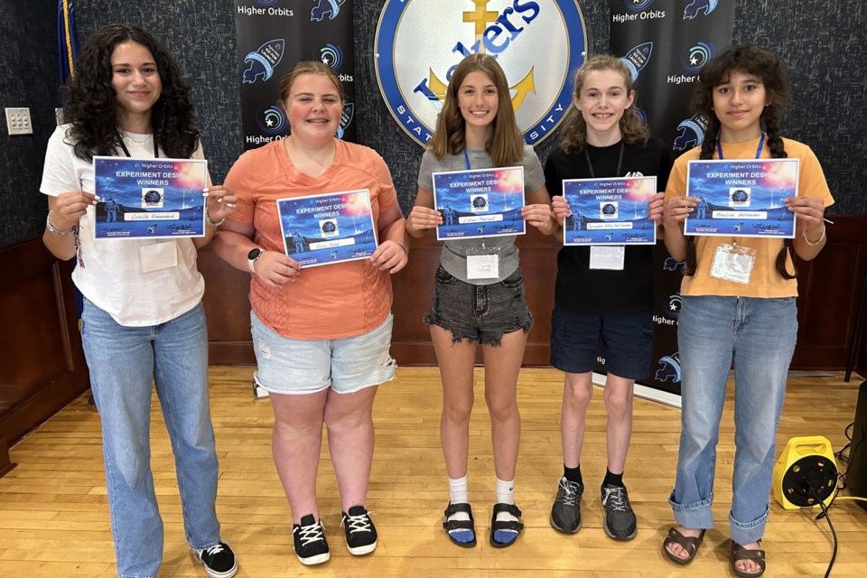 The winning team, from left to right, Lucille Kranendonk, Anna Kabat, Lillian Pearsall, Grayden Kelly-Van Domelen and Analisa Hatmacher.