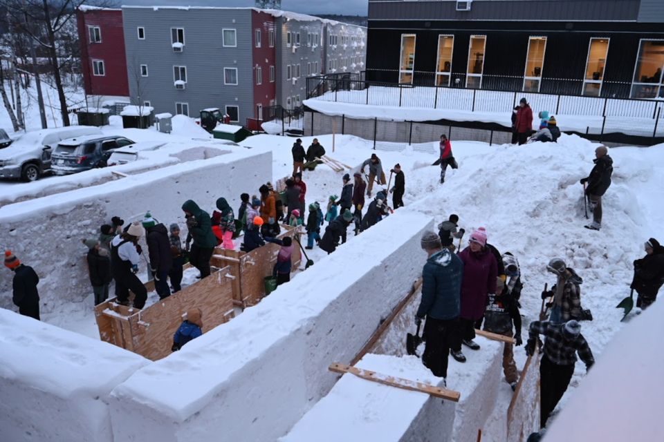 The building of the ice chapel in 2025.