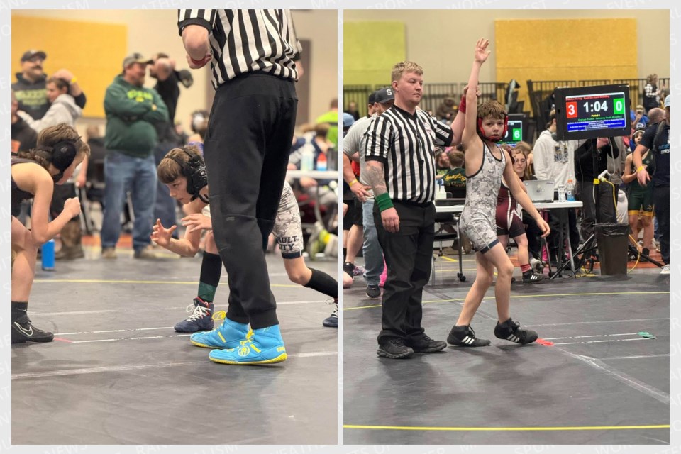 Youth wrestlers Royce Copenhafer (left) and Braedyn Hering (Right).