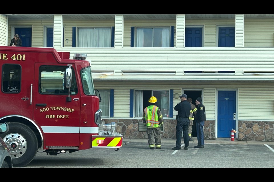 Soo Township Volunteer Fire Department on scene at motel.