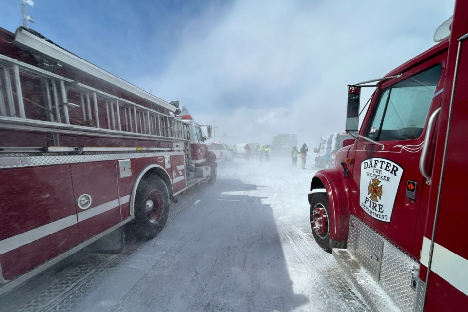 Police officers and emergency crews responded to a multi-vehicle crash on M-28, one mile west of I-75.