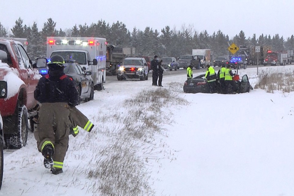 One person was injured this morning in a two-vehicle crash.
Photo by Jim Lehocky