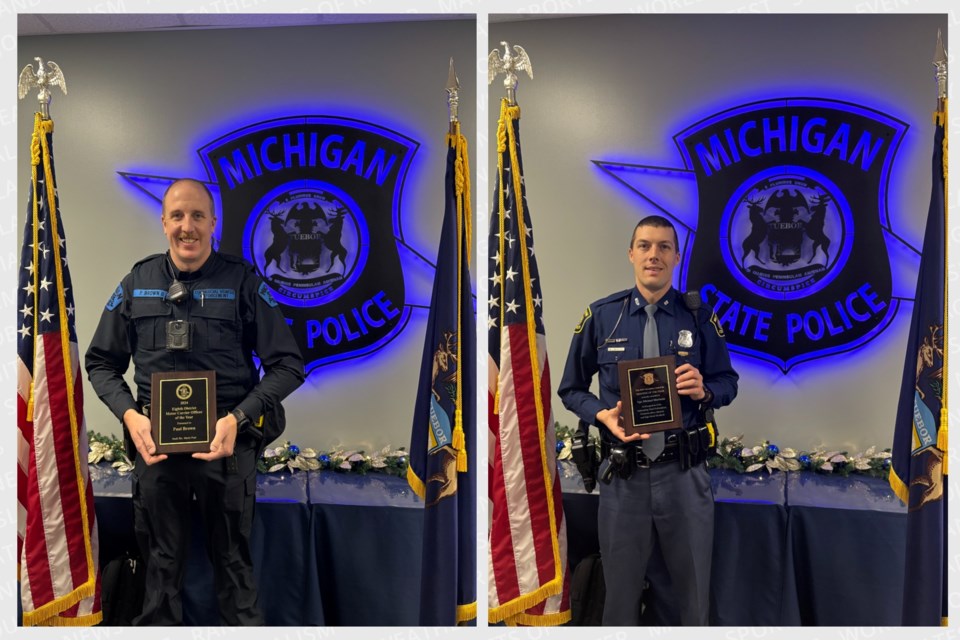 Motor Carrier Officer Paul Brown and Trooper Mike Mariuzza of the Sault Ste. Marie Post.