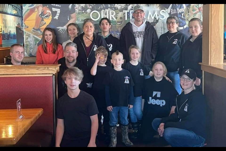 The team from Black Dragon Martial Arts raised money for their club. Seen here are: Back wall: Addison Hill, Isabelle Caraccio, Kane Shields, Wesley Bierling, Tina Fuller.  
Middle: James Neuenschwander, Ryan Berkompas, Sawyer DePlonty, Peyson Bierling, Arya Neuenschwander, Arleita Huff.  
Front: Hudson Haapala, Jamie Eavou
Photo Courtesy Director Master Tina Fuller.