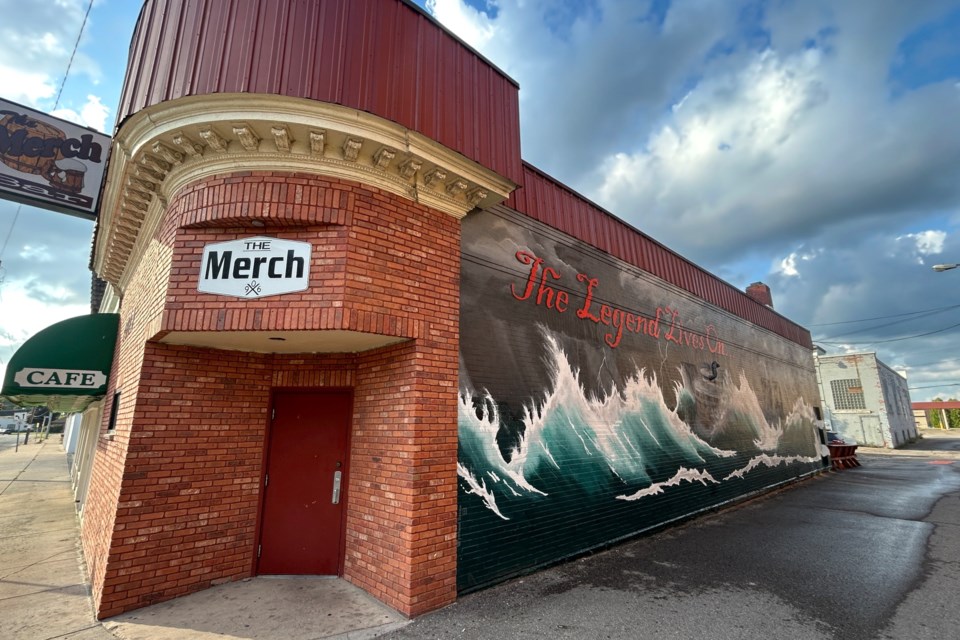 The final look of the 5-year touch-up of the Edmund Fitzgerald mural on the side of The Merch in downtown Soo MI.  This picture was taken Saturday afternoon.