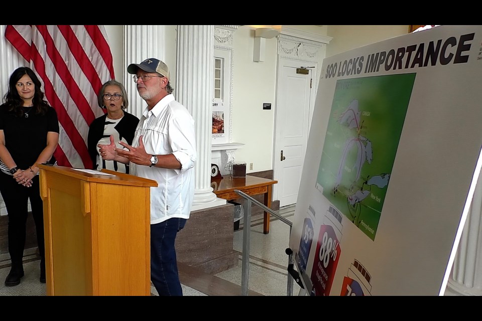 Sen. Gary Peters took a tour of the Soo Locks Friday afternoon as part of his annual tour across Michigan motorcycle ride.