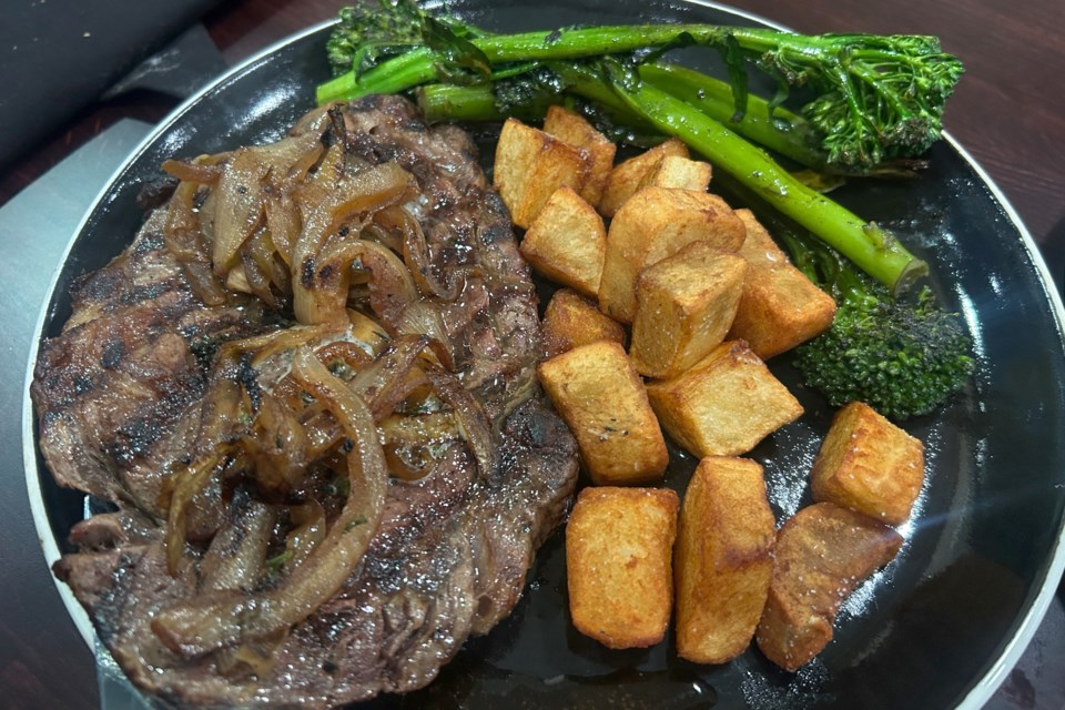 One of the favorites on the menu is the ribeye steak dinner.