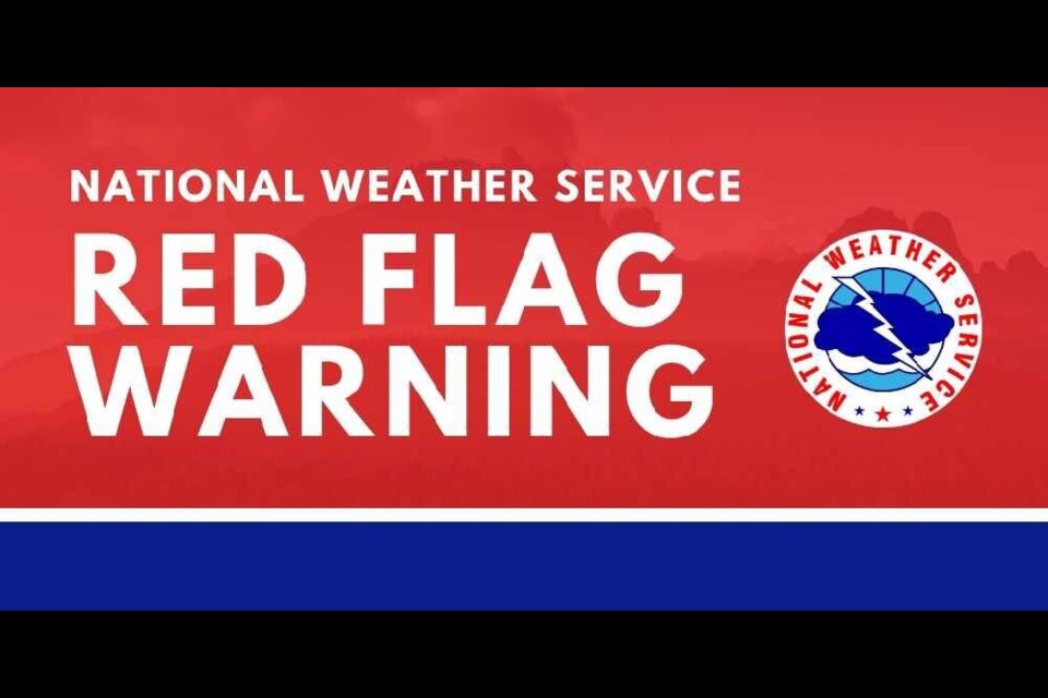 Red Flag Warning issued for Wednesday for the potential for explosive wildfires.