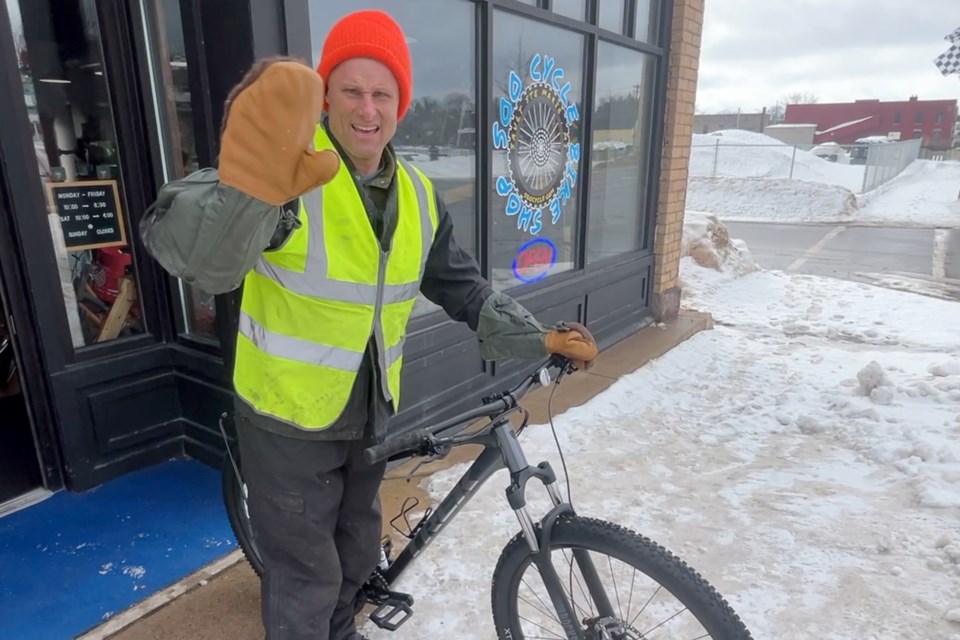 Josh was eager to hop on his new bike and get going Thursday morning.