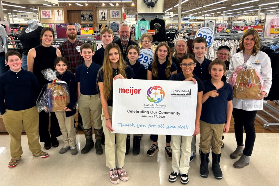 St. Mary's Catholic school teamed up with Meijer to make just under three dozen baskets.