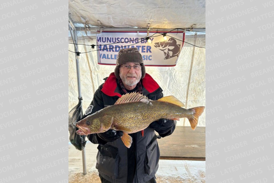 Steve Hancock took 1st place overall derby winner with heaviest walleye.