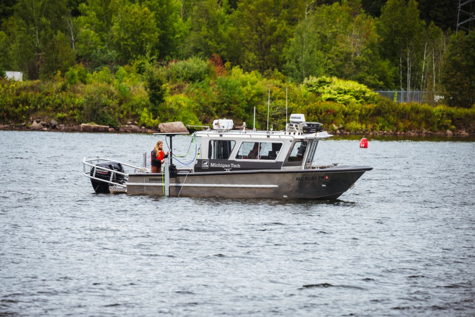 The autonomous surface vessel (ASV) that will conduct large-scale mapping and archaeological exploration in Lake Superior in hopes of finding the wreckage of a 1968 plane crash.