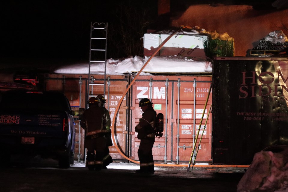 Sault Fire and Sault Police responded to an apparent fire at Home Siding Shop Inc. in the early hours of Feb. 13, 2023.