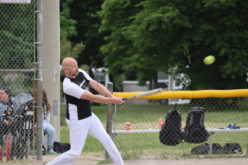 Eleven slo-pitch teams from across the area hit the diamond at the North Street ballpark this weekend for a tournament in support of local charities. 